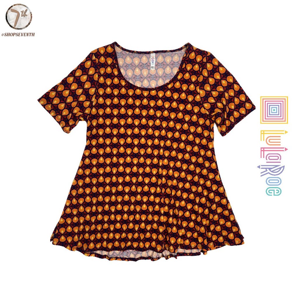 (40% OFF) LuLaRoe Orange & Blue Pattern Tunic Retro Groovy Halloween Boho Blouse